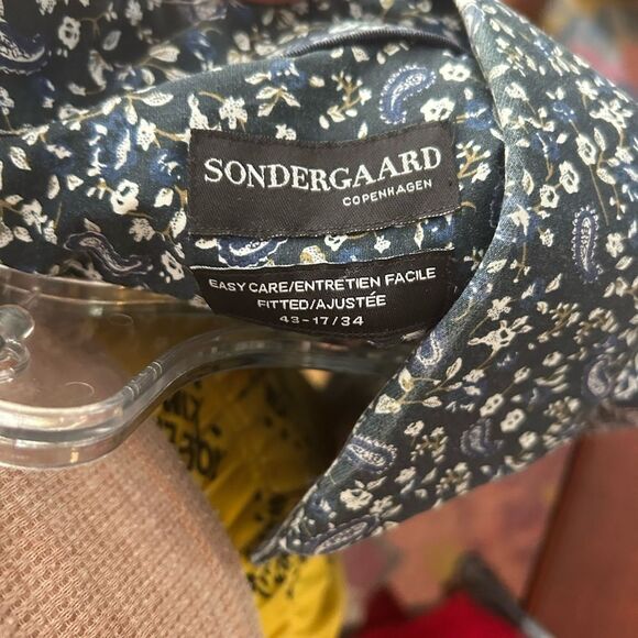 Men's Navy Floral Casual Button Down Shirt 43-17/34 - Picture 2 of 16